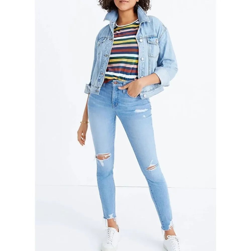 Madewell 9" High-Rise Skinny Jeans in Ontario Wash: Distressed-Hem Edition Sz 28